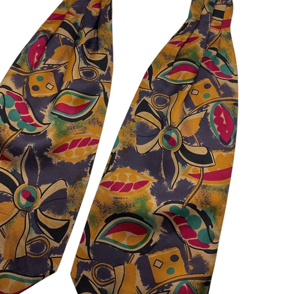 ALBERT FINCH Gray/Brown Art Silk LUXURY Ascot Cravat ITALY - Picture 2 of 4